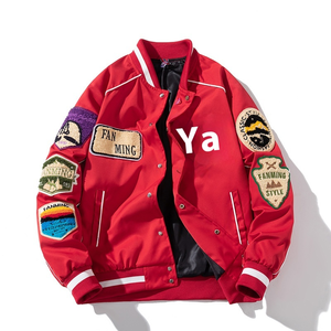 Chaqueta de Béisbol de Alta Calidad con Logotipo Personalizado de Fábrica OEM, Chaqueta Varsity de Algodón Estándar para Hombre, Bordado a Máquina, Ropa para Exteriores - Product Image 2