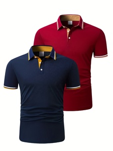Chemise homme en soie/coton à manches longues, col montant, motif léopard vintage, anti-plis, coupe droite, bleu et rouge - Product Image 1