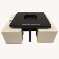 Nouvelle table basse gigogne moderne de luxe avec tabouret rembourré rangement multifonctionnel table carrée en bois de manguier ensemble de table basse