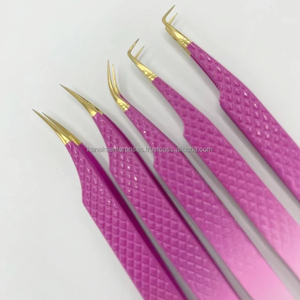 Vente chaude, pince à épiler professionnelle à double ton, marque privée, extension de cils, couleur personnalisée, acier inoxydable, anti-magnétique, confortable - Product Image 4