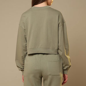 Sudadera corta de manga larga para mujer, sudadera de invierno personalizable con servicio OEM, talla XS, punto de fitness para otoño - Product Image 6