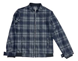 <b>Men's</b> High Quality Slimfit Long Sleeved <b>Fleece</b> Jacket Winter Stand Collar Custom Checkered Zipper Vintage Street Fashion - Product Image 2