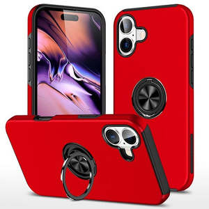 Funda para iPhone 16 Plus 6.7 con Diseño Pintado al Óleo y Anillo Magnético Plano, Color Rojo - Product Image 1