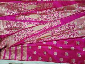Sari de Seda Brocada Tejida a Mano de Primera Calidad, Tradicional, Pura, Banarasi Kanchipuram, Hecho a Mano, Vintage, Lehenga Choli Nupcial de Invierno - Product Image 5