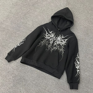 Fabrication de vêtements vintage personnalisés Sweat à capuche d'hiver en polaire lourde 400gsm avec logo personnalisé DTG Print pour hommes - Product Image 3