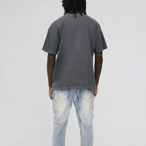 Camiseta de gran tamaño lavado con ácido camiseta personalizada con logotipo de tu diseño de talla grande camiseta Vintage en blanco peso pesado 100% algodón para hombres - Product Image 5