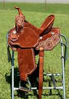 Selle de course de baril de luxe pour chevaux de style western, en cuir véritable, fabriquée à la main, durable, robuste, équipement d'équitation de qualité supérieure, qualité export.