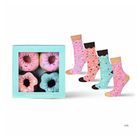 Boîte cadeau de chaussettes en coton, style donut, antidérapantes, décontractées, douces, respirantes, confortables, pour enfants et adultes, vente en gros