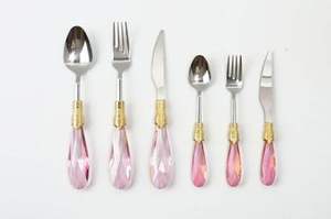 Couverts en acier inoxydable avec poignées en résine jaune Couverts à miroir Set de cuillères pour restaurant hôtel - Product Image 4