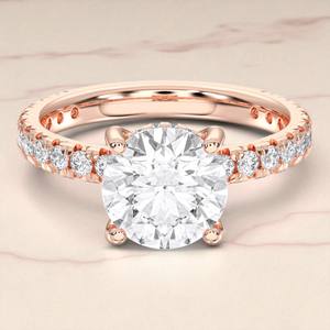 Bague de fiançailles en or massif 2.50 carat E-F/VSS-VS Moissanite coupe ronde pour femme ensemble de broches en diamant - Product Image 5