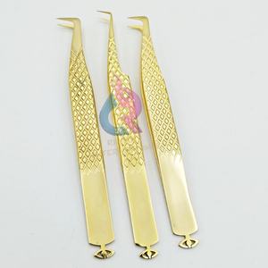 Customised Stainless Steel CNC 90 Degree Boot <b>Tweezers</b> For Mega Volume Lashes - Product Image 1