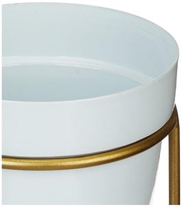 กระถางดอกไม้เคลือบสีขาวพร้อมขาตั้งกระถางต้นไม้เหล็กไร้สนิมสำหรับตกแต่งใหม่ - Product Image 4