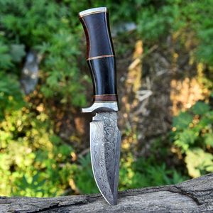 OEM Supported Hand Damascus Style Cowboy <b>Camping</b> and Hunting Knife with Leather Sheath for Survival - Product Image 6
