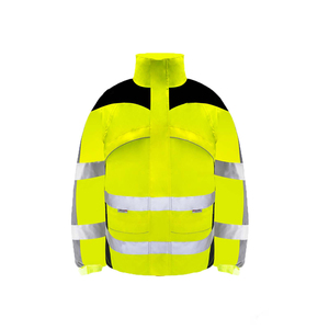 High Visibility Winter Rain Jacket <b>Stand</b> Reflective Stripe Waterproof Hooded Outerwear Foldable Pocket Bag for Running <b>Cycling</b> - Product Image 4