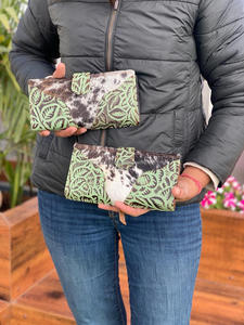 Nouveau Style occidental sculpture embrayage élégant fourrure de vachette en cuir gaufré coque de téléphone nouveau Design couleur verte portefeuilles en cuir occidental - Product Image 4