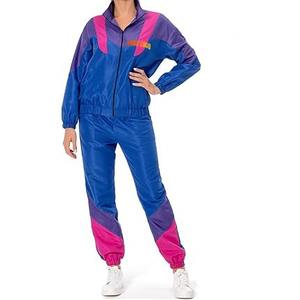 Conjunto Deportivo de Alta Calidad para Mujer, Chaqueta Cortavientos de Nailon con Bloques de Color, Informal, Funcional, Ligero, con Cierre y Cuello Alto, 2 Piezas - Product Image 1