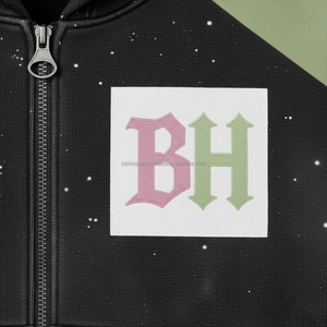 Survêtement de luxe 370 GSM en mélange de coton bicolore rose pastel et panneaux vert menthe confortable intérieur élégant survêtement - Product Image 6