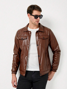 <b>Men's</b> Casual Multi-Color <b>Leather</b> <b>Jacket</b> New Olive Pilot Soft Thick Zip Closure Long Outdoor Street Custom <b>Leather</b> <b>Jackets</b> - Product Image 3