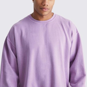 Sweat-shirt personnalisé de couleur unie pour hommes Sweat-shirt respirant à manches longues en coton mélangé avec logo personnalisé pour hommes - Product Image 4