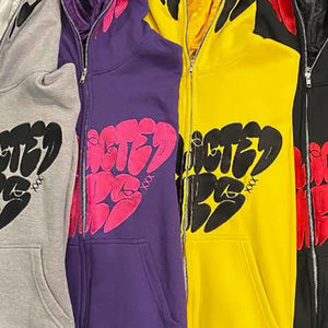 High Quality Cotton Custom Logo Double Layer Embroidery Patch Work Full Zip up Hoodies by VIKY INDUSTRIES - Product Image 6