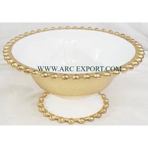 Bol de cuisine à soupe rond en perles d'or Plateau de table moderne en métal plaqué or Décoration de maison et de cuisine Bol de service à des prix abordables - Product Image 1