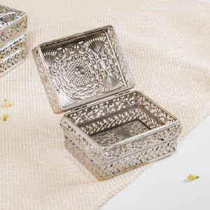 Wedding <b>Decorative</b> Metal Silver Plated Frame Round Dry Fruit Candy <b>Box</b> with Lid Dried Fruit Snack Serving <b>Storage</b> - Product Image 4