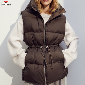 Veste d'hiver de haute qualité pour femmes en coton respirant col haut bouffant sans manches fermeture à glissière imperméable - Product Image 4