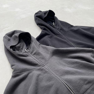 Pull à capuche surdimensionné en coton épais 500Gsm Full Zip Mask Hoodie Custom Masked Vintage Acid Wash Hoodie Pour Hommes - Product Image 4