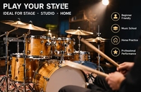 Kit de mailles acoustiques PD-J05, ensemble de 5 pièces, 3/4 cymbales, peau de batterie REMO en peuplier et bouleau 9 plis, percussion robuste résistante aux chocs