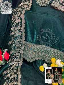Nuevo 2024 último traje de diseñador Evergreen Pure Viscos Velvet Salwar Suit & Dupatta con Secuencia de bordado Trabajo Mujer moda - Product Image 4