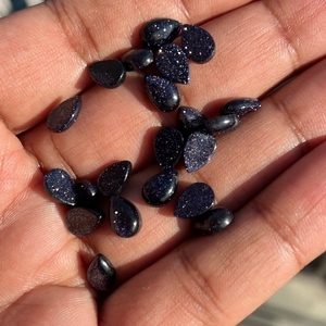 ประกายสีฟ้าซันสโตนรูปลูกแพร์ Cabochon อัญมณีสําหรับเครื่องประดับทําแหวนสร้อยคอสร้อยข้อมือทอง Glittery ซันสโตน Cabs - Product Image 5