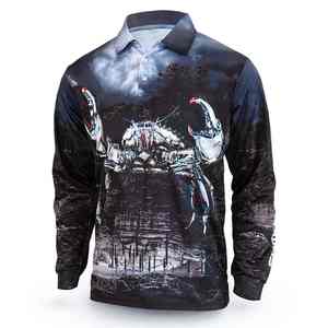 เสื้อตกปลาแขนยาวผู้ชาย คอปก พิมพ์ลายด้วยความร้อน แห้งเร็ว ป้องกันแสงแดด UPF50+ ผลิตจากโพลีเอสเตอร์ 100% รุ่นใหม่ - Product Image 4