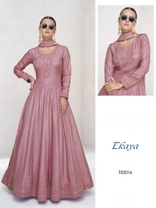 Hermoso arte seda bordado Anarkali traje para mujer estilo largo boda invitado ropa tradicional Georgette Material - Product Image 4