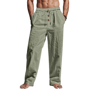 กางเกงวอร์มทรงหลวมลำลองผ้าลูกฟูกสำหรับชายหนุ่มฤดูใบไม้ร่วงและ100% ผ้าริ้วผ้าฝ้ายน้ำหนักเบาแนวราบป้องกันการเกิดขุยเอวกลางมีความยืดหยุ่น - Product Image 1