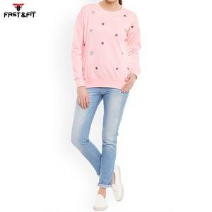 Professional Made Printing Design Cotton <b>Fleece</b> Fabric Pullover Cotton Solid Color Custom Logo Women Sweat <b>Shirt</b> - Product Image 4