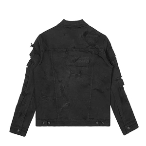 Blouson Bomber en Jean Effet Usé et Déchiré Style Hip Hop Nouvelle Collection Automne Vente en Gros pour Hommes Style Patchwork 2023 - Product Image 3