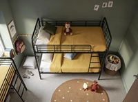 Lit superposé en métal noir, double sur double, avec échelle et barrières de sécurité, cadre de lit en acier robuste pour enfants/adultes