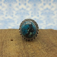 Bague bohème turquoise tibétaine 925 bague de créateur en argent massif bague en argent au prix d'usine en gros du fournisseur indien