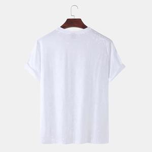 Venta al por mayor de logotipo personalizado impreso Verano de gran tamaño de algodón de peso pesado O-cuello de la camiseta para los hombres de estilo de punto Formal - Product Image 5