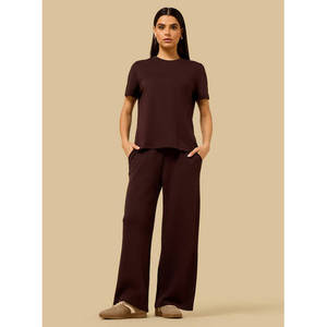Camiseta Básica Lisa para Mujer, Manga Corta, Cuello Redondo, Corte Regular, Informal, para Uso Diario, Estilo Minimalista, Proveedor OEM - Product Image 2