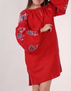 Robe longue décontractée en coton tissé naturel avec broderie, col en V fendu des deux côtés, lavable, vente en gros - Product Image 3