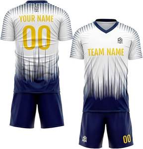 Uniformes de fútbol transpirables de alta calidad Set Custom Blue Pink Yellow Green Color Men's Team Soccer Wear Kits - Product Image 1