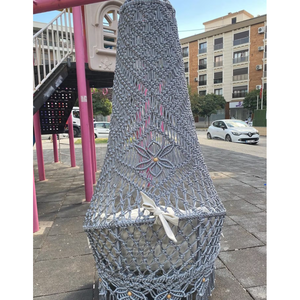 Silla Colgante Redonda de Macramé, Hamaca de Algodón para Uso en Interiores y Exteriores, Mueble Versátil para Exteriores - Product Image 2