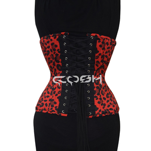 Corset sous-poitrine en satin sublimé à imprimé léopard avec baleines en acier - Product Image 6