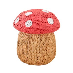 Panier de rangement confortable en jacinthe d'eau aux champignons avec couvercle panier à linge fait main panier de rangement de jouets pour la décoration de la pépinière - Product Image 1