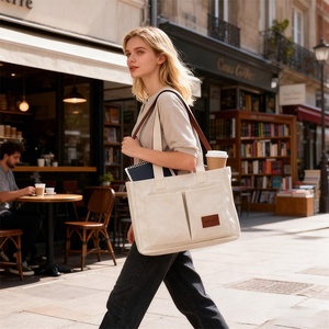 Sac fourre-tout moyen personnalisé, sacs à main écologiques, sac à main rembourré en toile de coton, sac de courses avec logo et sangle réglable - Product Image 3