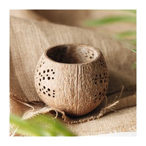 Support de bougie de bol de Coco pour décorations de mariage porte-bougie debout unique fait à la main à partir de coquilles de noix de Coco - Product Image 1