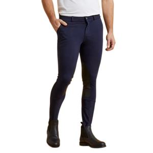 Pantalon d'équitation Jodhpurs pour homme, coupe slim, bleu marine, avec grip intégral sur le siège, taille mi-haute, fermeture boutonnée, couleur unie, vêtements d'équitation - Product Image 1