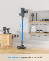 Aspirateur balai sans fil pour voiture et maison, autoportant, avec phares LED, rechargeable, léger, pour tapis secs, sols durs et poils d'animaux, filtre HEPA