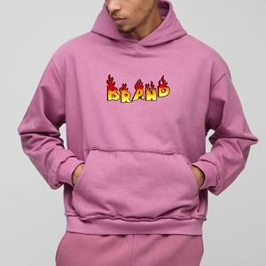 Sudadera con Capucha Unisex Rosa, de Felpa, Holgada, Informal, con Logotipo Estampado, Bolsillo Delantero, Corte Holgado, para Otoño, Servicio OEM - Product Image 1